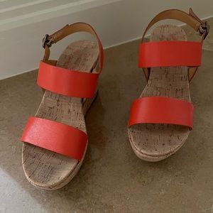 Orange cork ease platform sandals size 7